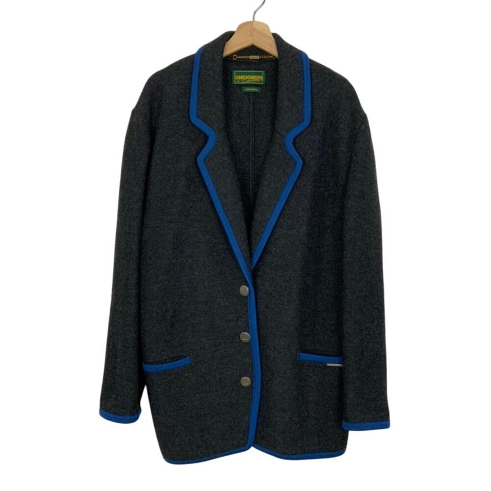 Geiger Austria Boiled Wool Longline Blazer Jacket Women's Size Large EU40